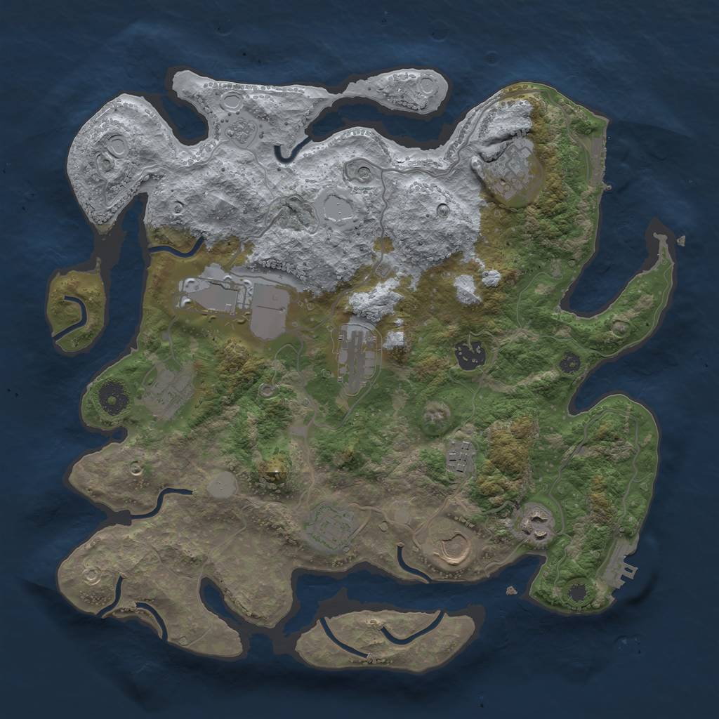 Rust Map: Procedural Map, Size: 3500, Seed: 277597791, 18 Monuments
