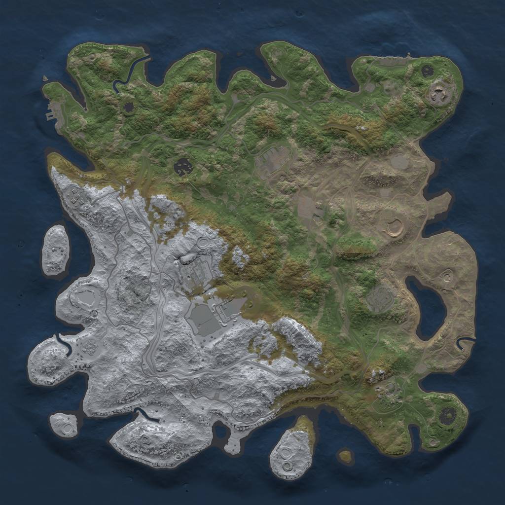 Rust Map: Procedural Map, Size: 4250, Seed: 374090961, 19 Monuments