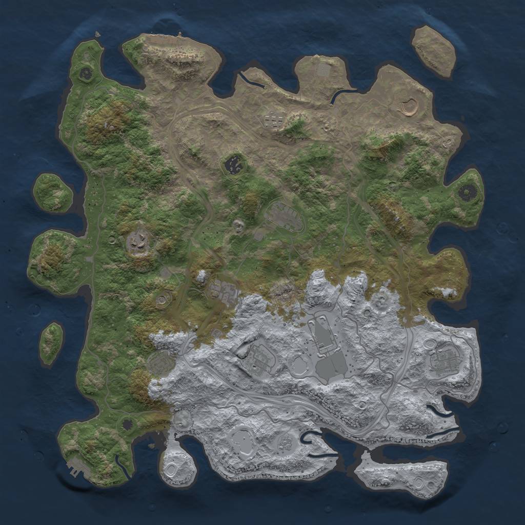 Rust Map: Procedural Map, Size: 4444, Seed: 1270554666, 19 Monuments