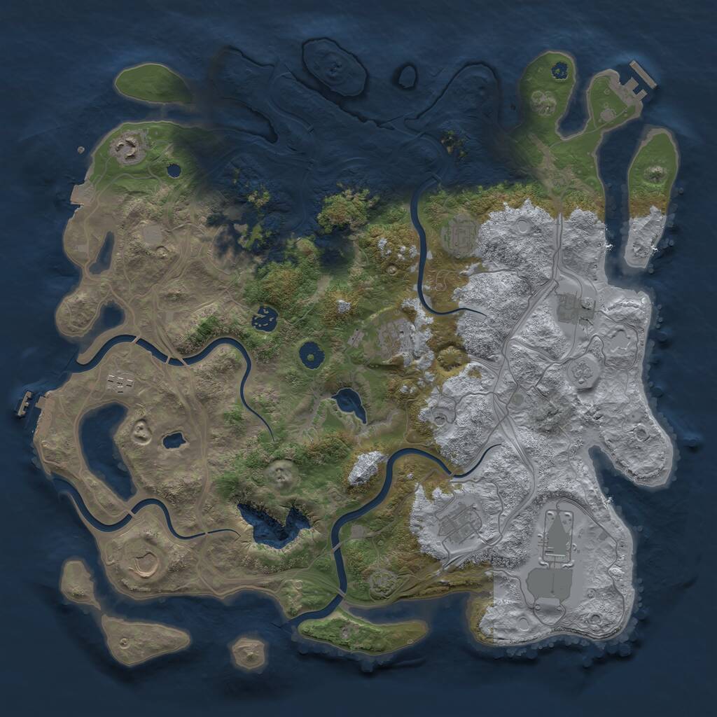 Rust Map: Procedural Map, Size: 4250, Seed: 800750354, 16 Monuments
