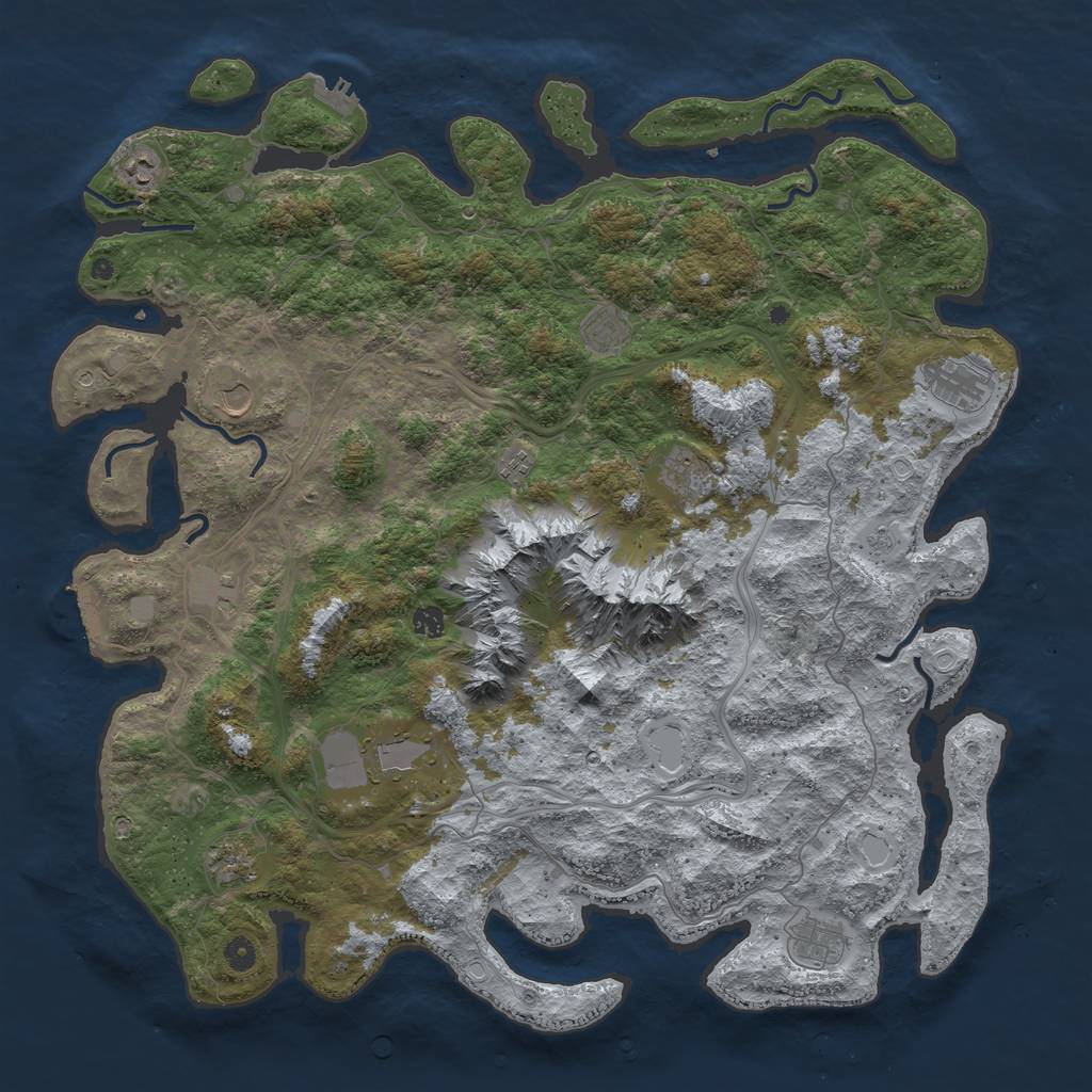 Rust Map: Procedural Map, Size: 5000, Seed: 22542036, 20 Monuments