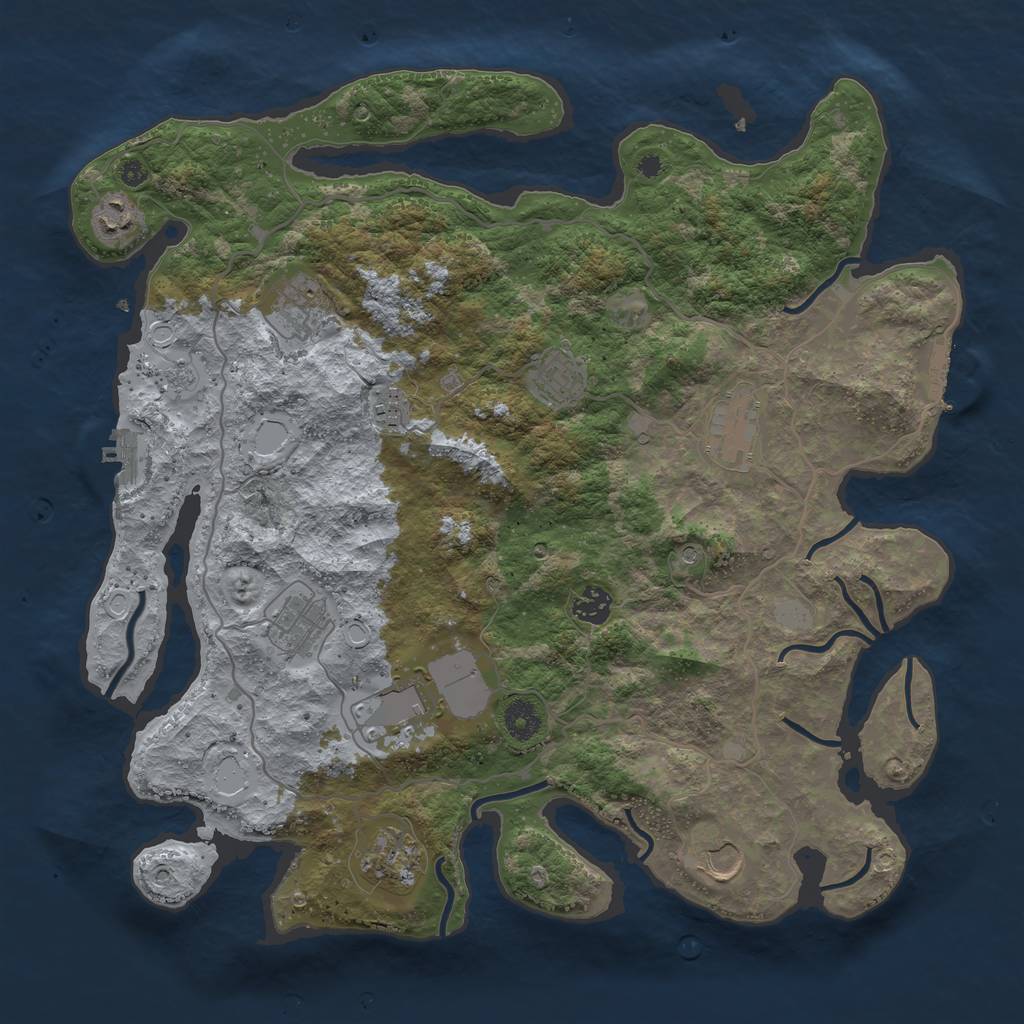 Rust Map: Procedural Map, Size: 4000, Seed: 37463, 19 Monuments