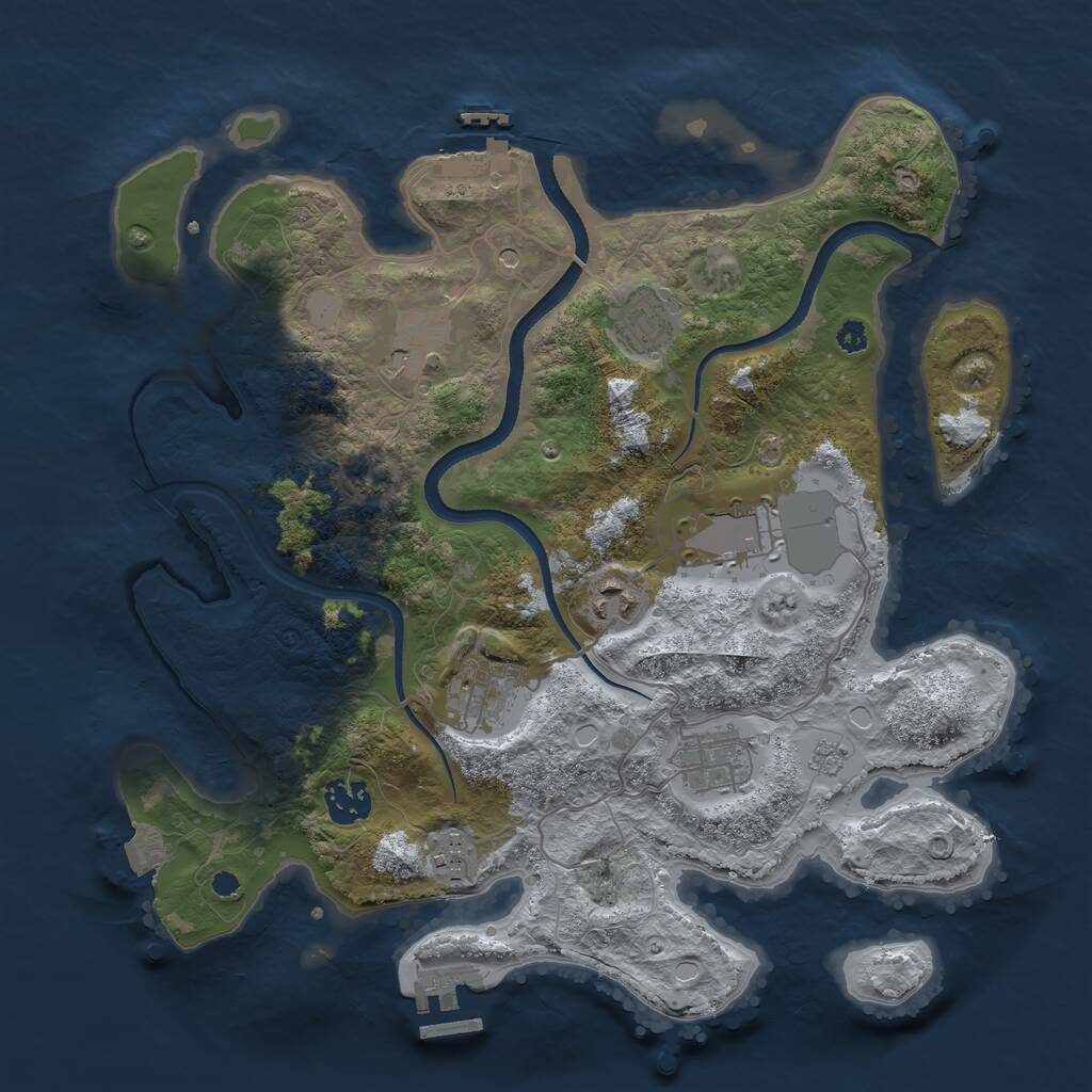 Rust Map: Procedural Map, Size: 3500, Seed: 1895517410, 14 Monuments