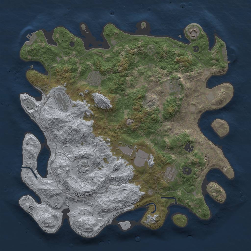Rust Map: Procedural Map, Size: 4000, Seed: 79005371, 18 Monuments