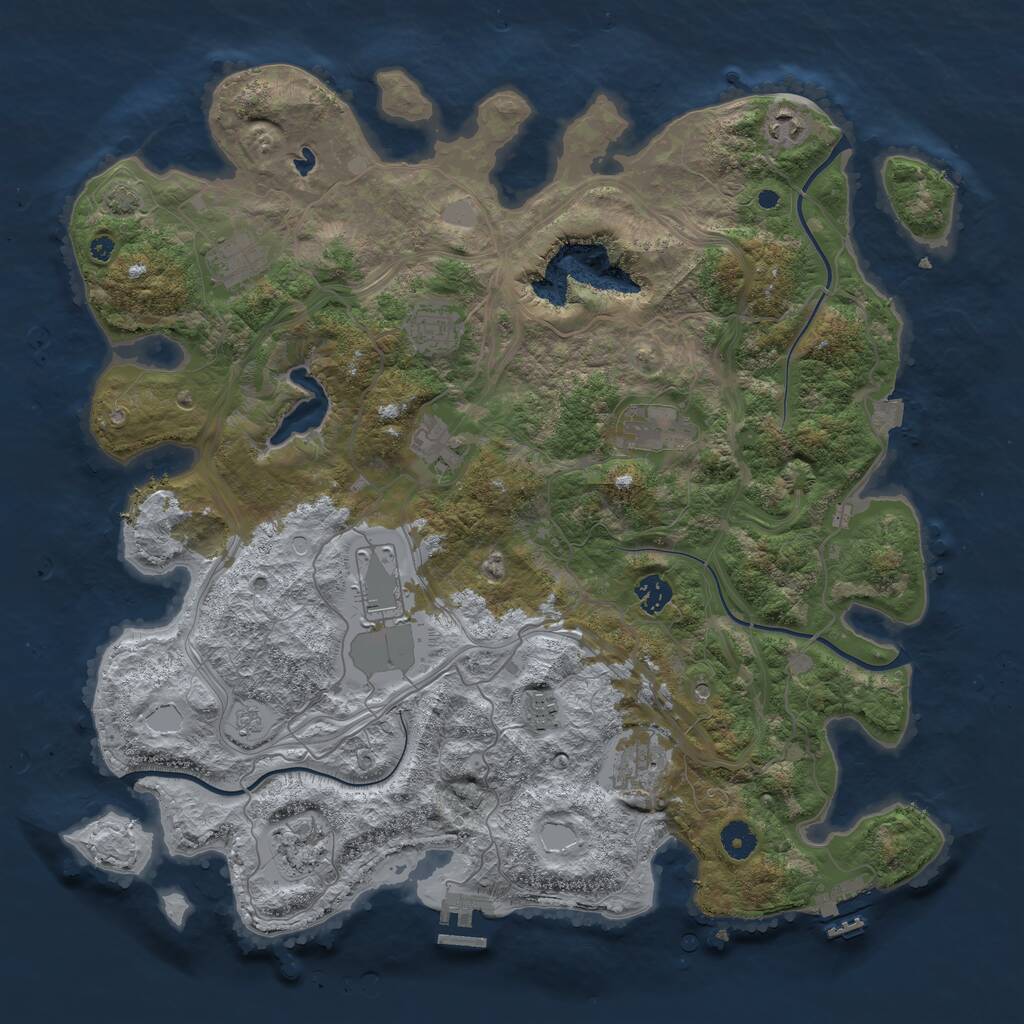 Rust Map: Procedural Map, Size: 4250, Seed: 224008654, 16 Monuments