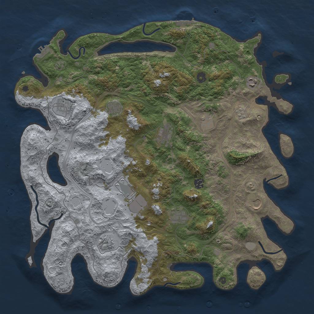 Rust Map: Procedural Map, Size: 4500, Seed: 161623427, 18 Monuments