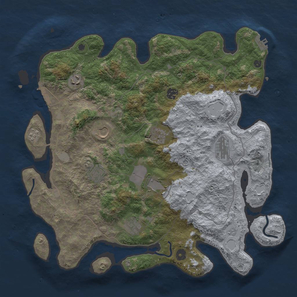 Rust Map: Procedural Map, Size: 4000, Seed: 26541875, 18 Monuments