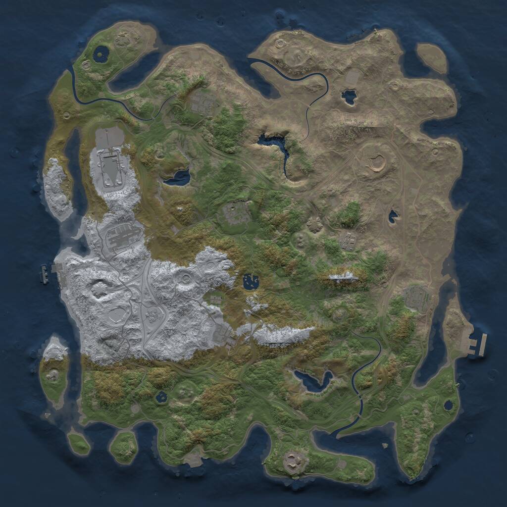 Rust Map: Procedural Map, Size: 4500, Seed: 71817972, 16 Monuments