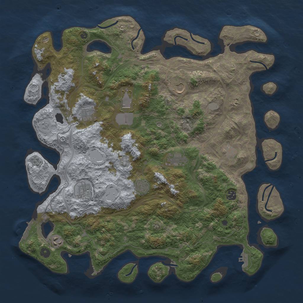 Rust Map: Procedural Map, Size: 4500, Seed: 1245645, 19 Monuments