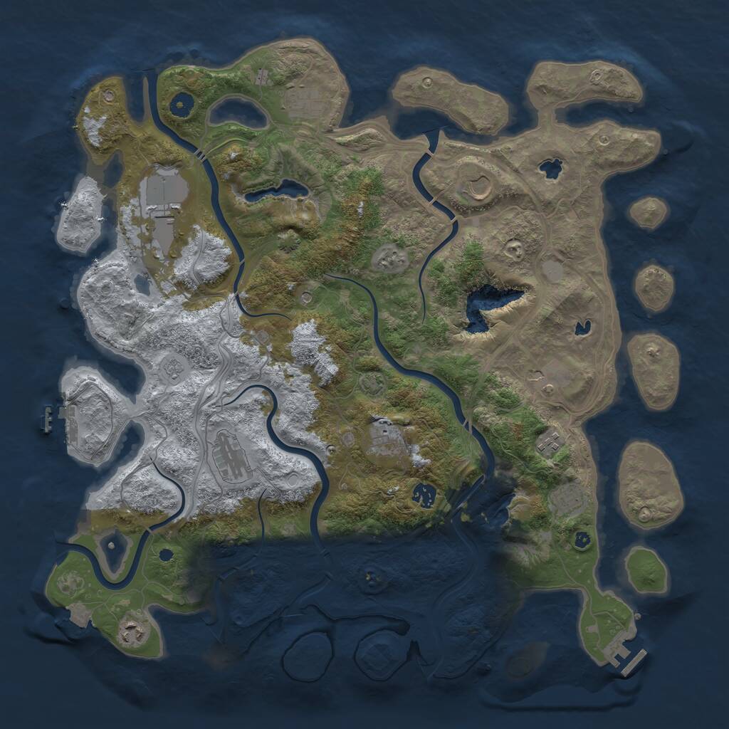 Rust Map: Procedural Map, Size: 4500, Seed: 1245645, 16 Monuments