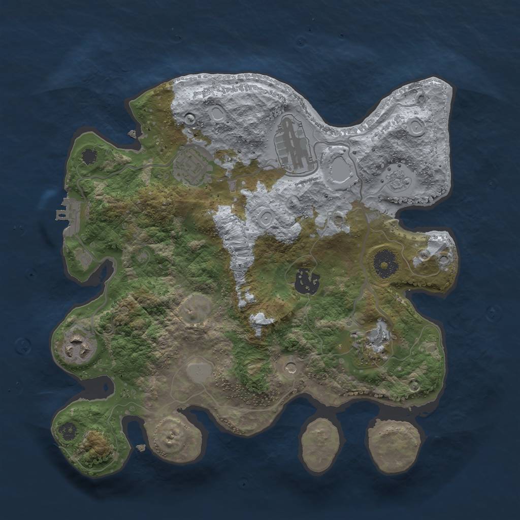 Rust Map: Procedural Map, Size: 3000, Seed: 1920026927, 11 Monuments