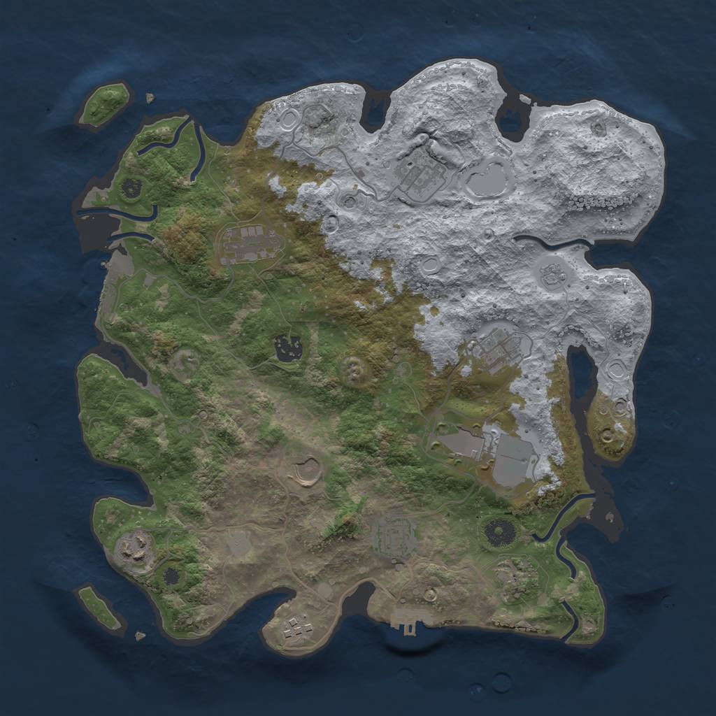 Rust Map: Procedural Map, Size: 3700, Seed: 949284058, 19 Monuments