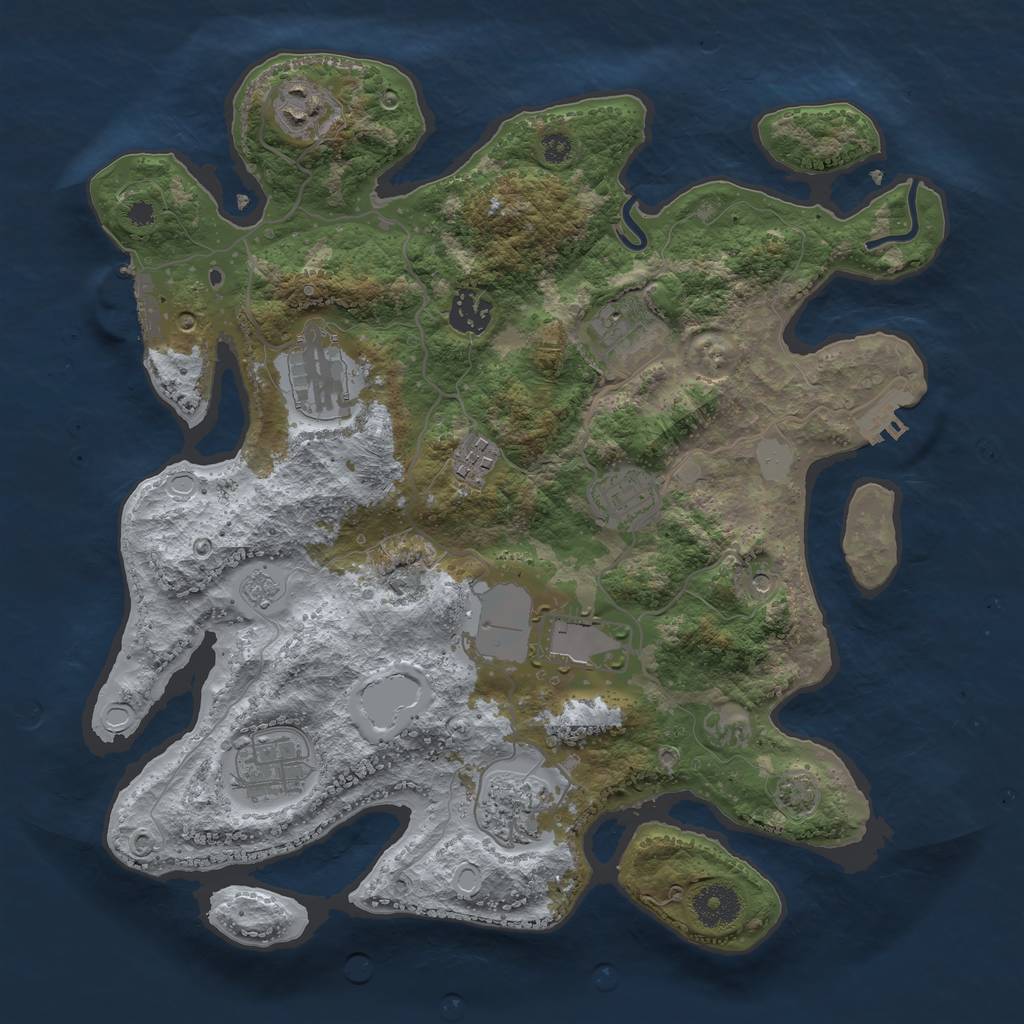 Rust Map: Procedural Map, Size: 3500, Seed: 147363381, 17 Monuments