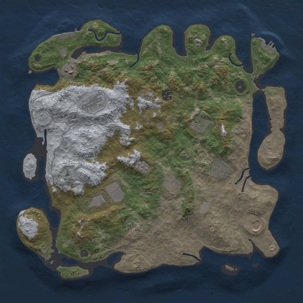Rust Map: Procedural Map, Size: 4000, Seed: 587934298, 19 Monuments