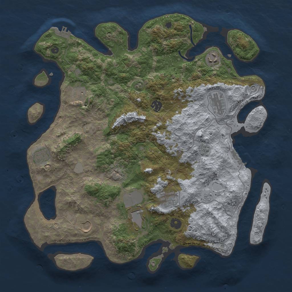 Rust Map: Procedural Map, Size: 3925, Seed: 1055275401, 18 Monuments