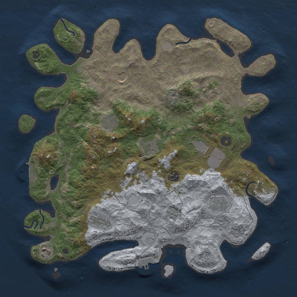 Rust Map: Procedural Map, Size: 4000, Seed: 256222953, 19 Monuments