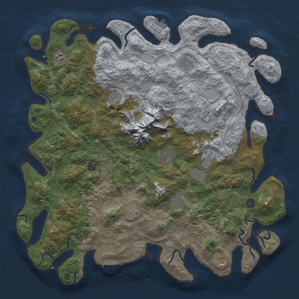 Rust Map: Procedural Map, Size: 5000, Seed: 840203, 20 Monuments