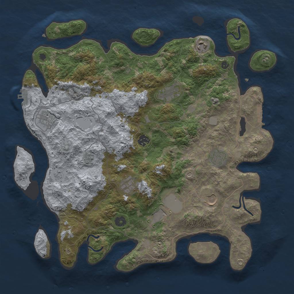 Rust Map: Procedural Map, Size: 4000, Seed: 738635, 18 Monuments