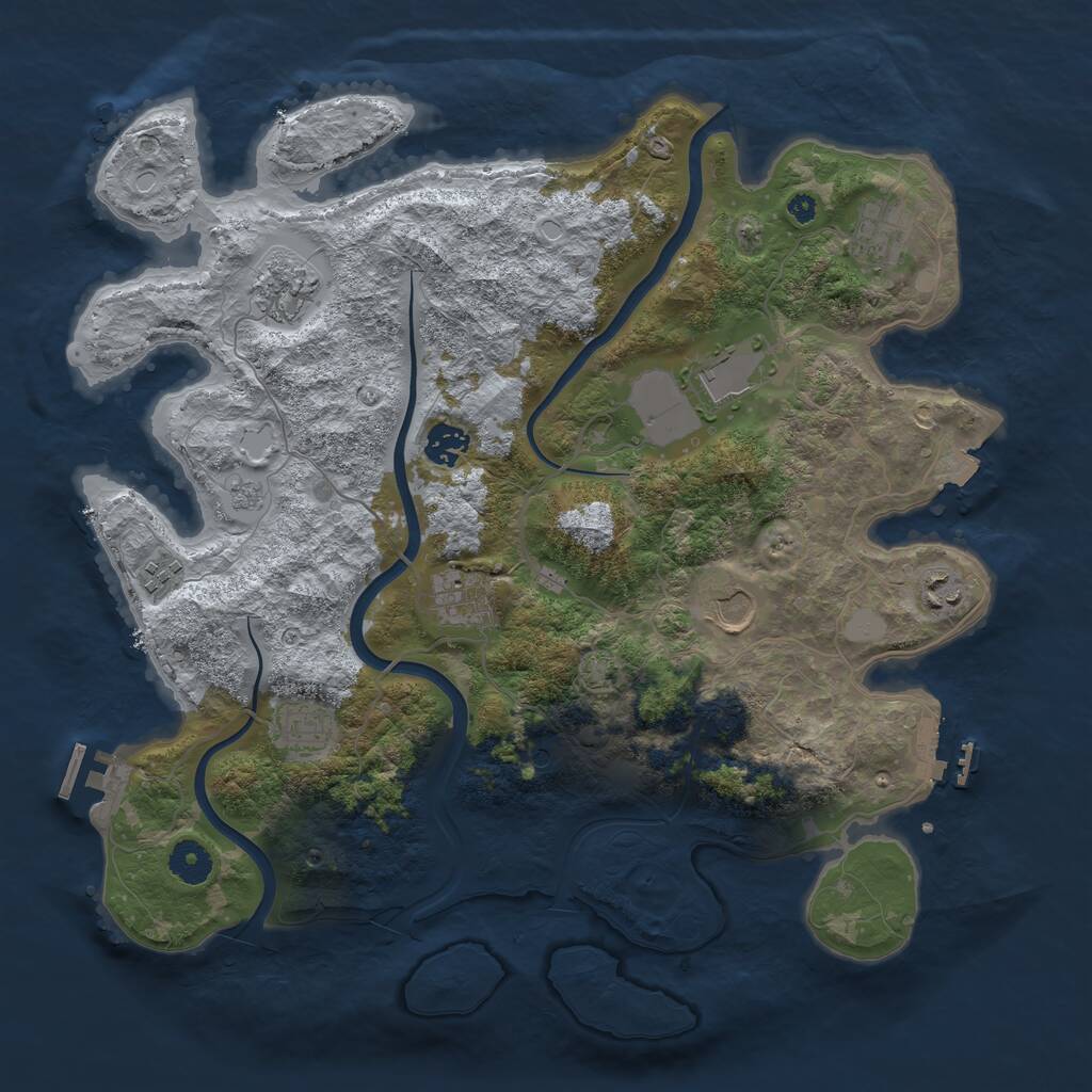 Rust Map: Procedural Map, Size: 3850, Seed: 447108355, 15 Monuments
