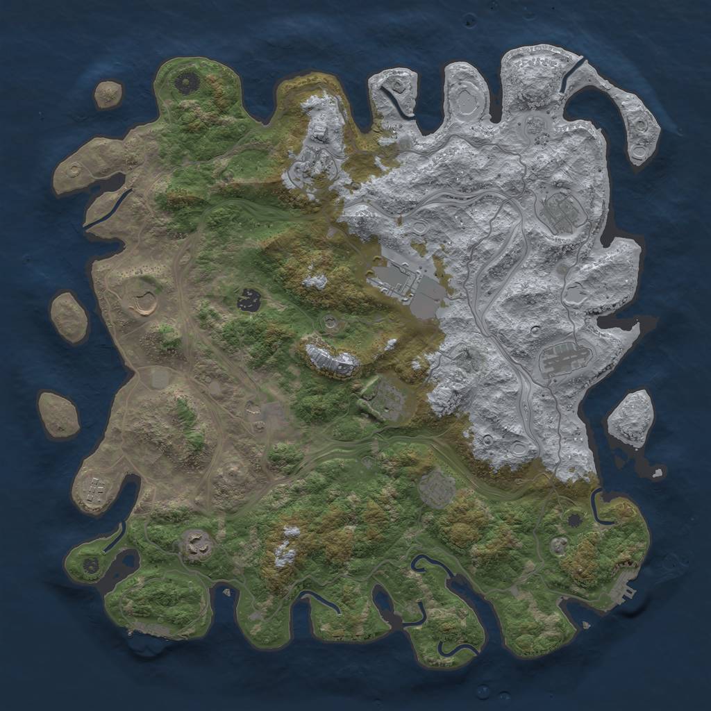 Rust Map: Procedural Map, Size: 4500, Seed: 3694, 20 Monuments
