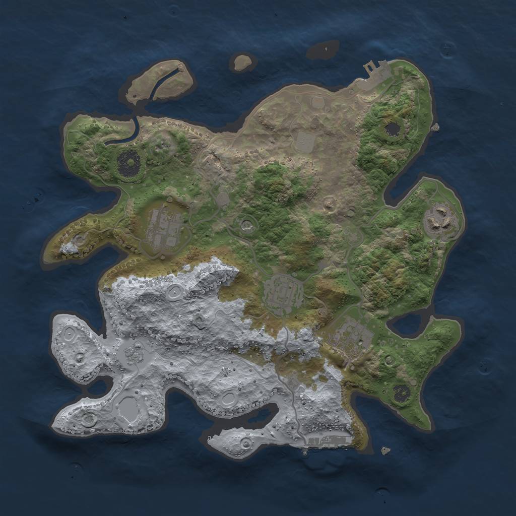 Rust Map: Procedural Map, Size: 3000, Seed: 1306623220, 13 Monuments