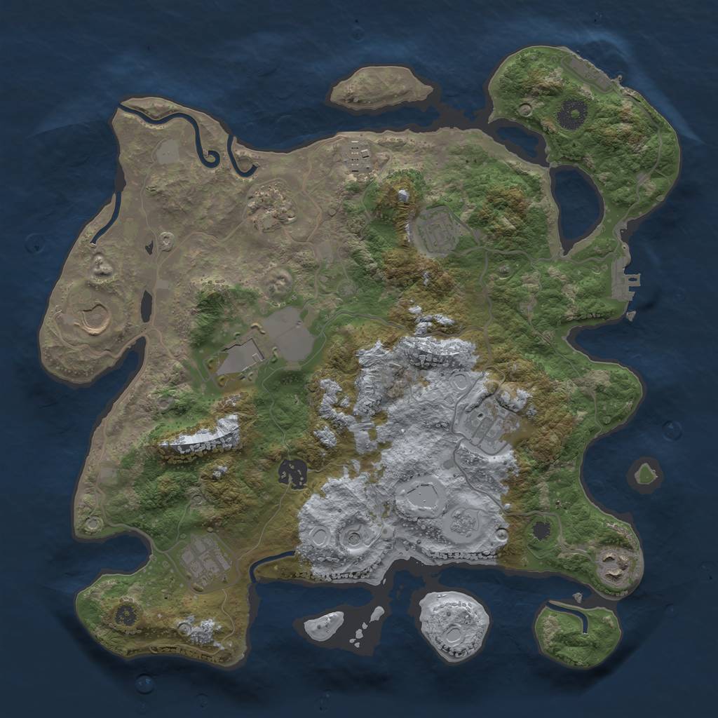 Rust Map: Procedural Map, Size: 3500, Seed: 1201114692, 16 Monuments