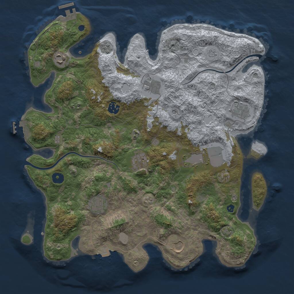 Rust Map: Procedural Map, Size: 3800, Seed: 17778, 15 Monuments