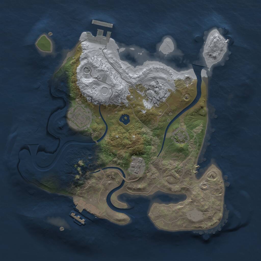 Rust Map: Procedural Map, Size: 2500, Seed: 1234685856, 8 Monuments