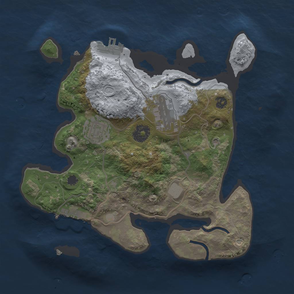 Rust Map: Procedural Map, Size: 2500, Seed: 1234685856, 9 Monuments