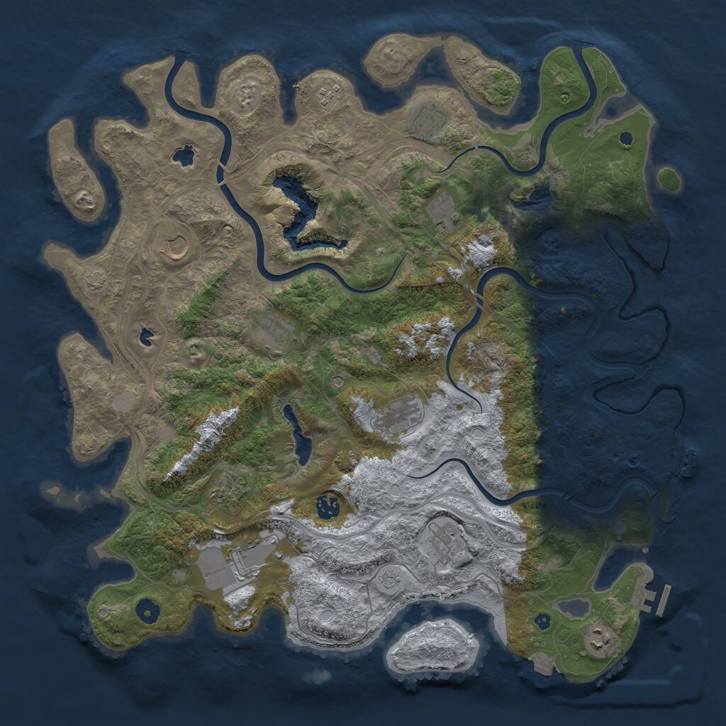 Rust Map: Procedural Map, Size: 4500, Seed: 98754353, 17 Monuments