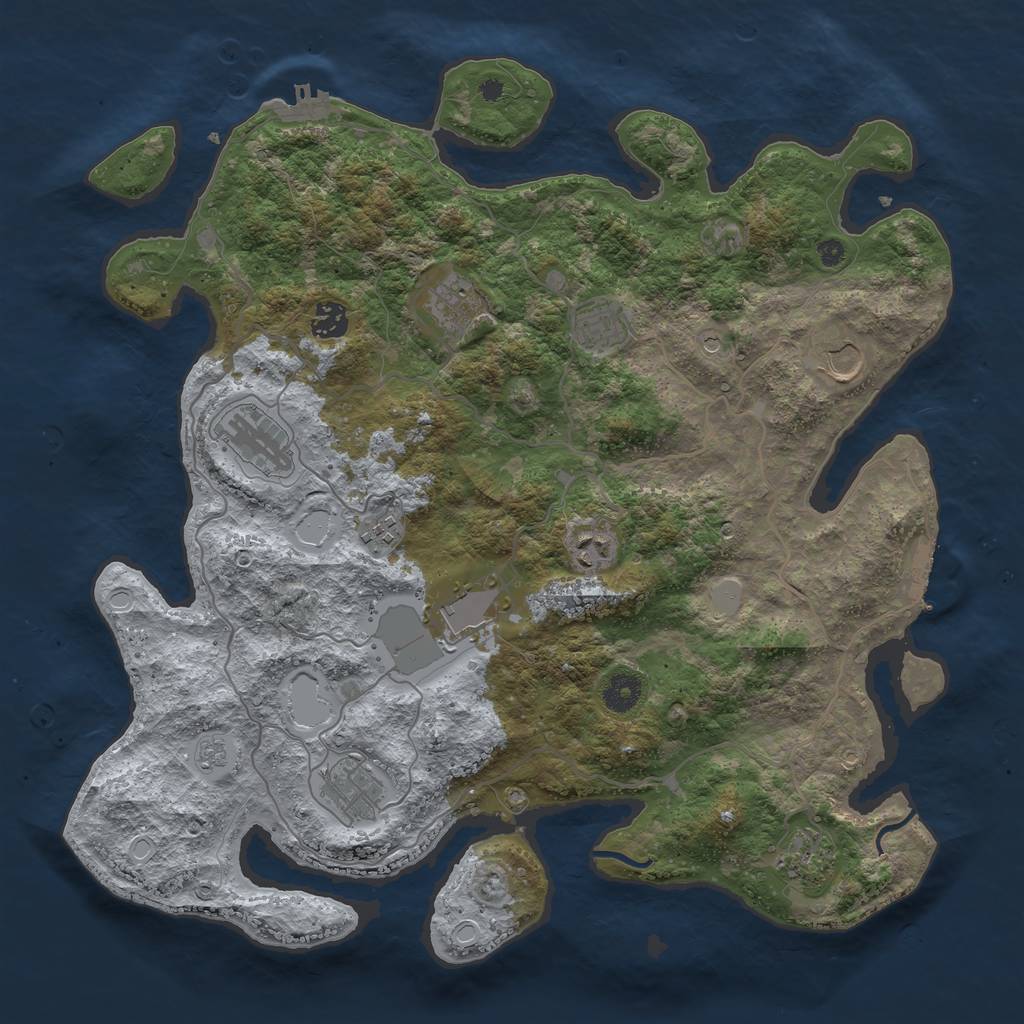 Rust Map: Procedural Map, Size: 4000, Seed: 964325918, 19 Monuments