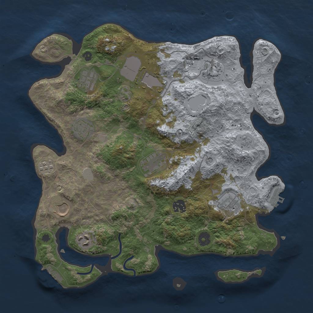 Rust Map: Procedural Map, Size: 3500, Seed: 1411780954, 19 Monuments