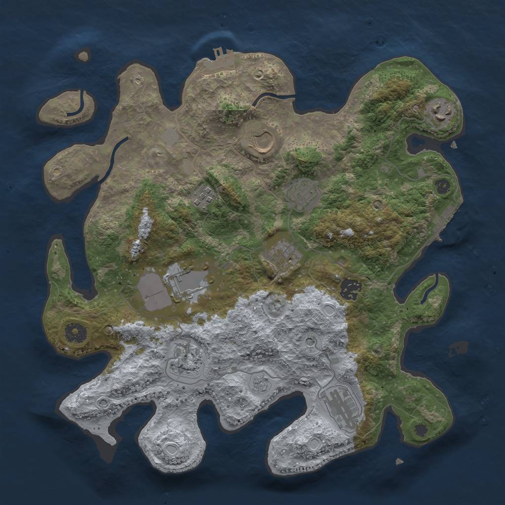 Rust Map: Procedural Map, Size: 3500, Seed: 49160204, 18 Monuments