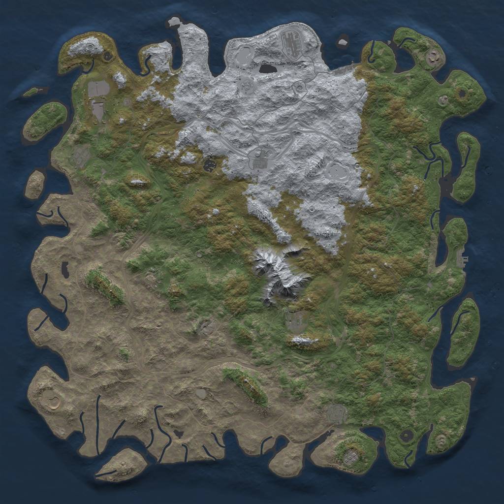 Rust Map: Procedural Map, Size: 6000, Seed: 1834575917, 20 Monuments