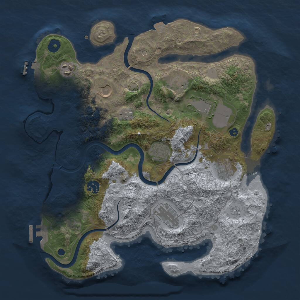 Rust Map: Procedural Map, Size: 3500, Seed: 1239583650, 15 Monuments