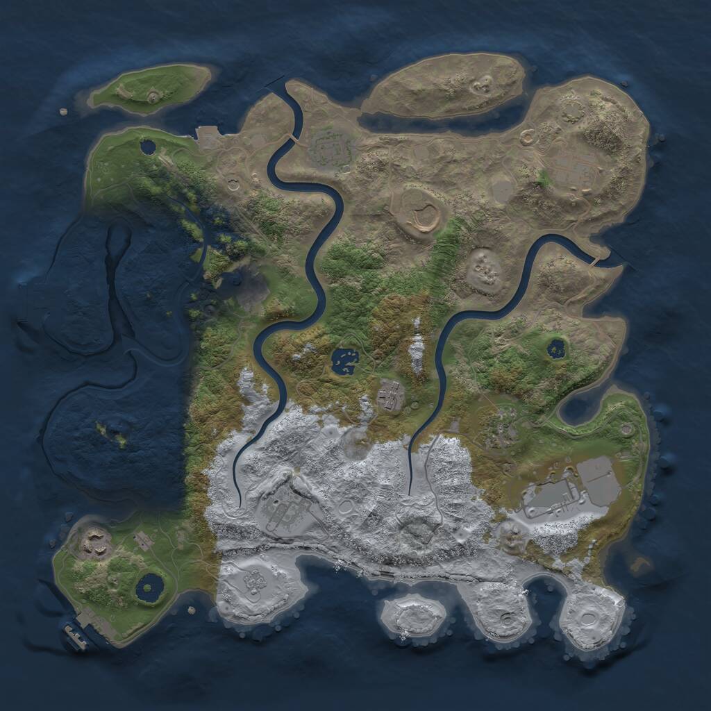 Rust Map: Procedural Map, Size: 3800, Seed: 2065492879, 16 Monuments