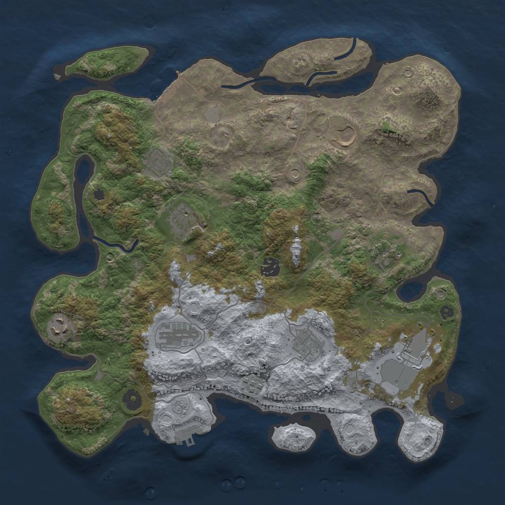 Rust Map: Procedural Map, Size: 3800, Seed: 2065492879, 19 Monuments