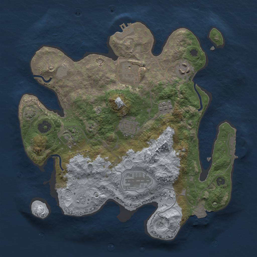 Rust Map: Procedural Map, Size: 3000, Seed: 124293515, 14 Monuments