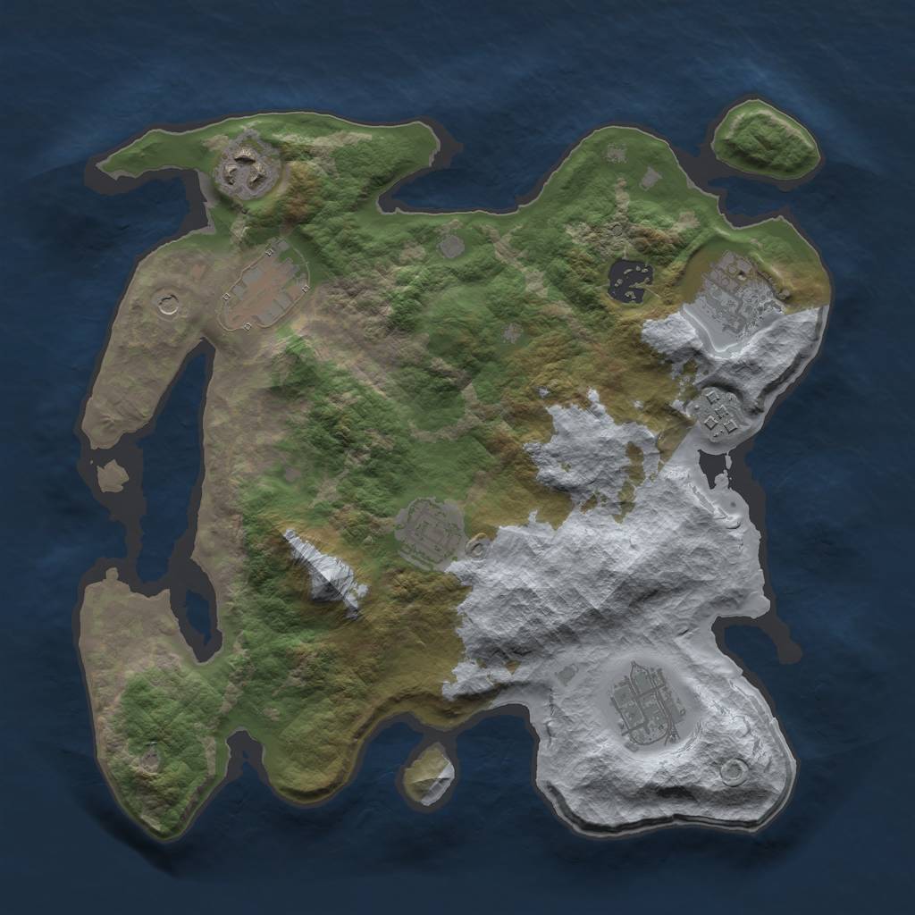 Rust Map: Barren, Size: 3000, Seed: 663563, 10 Monuments