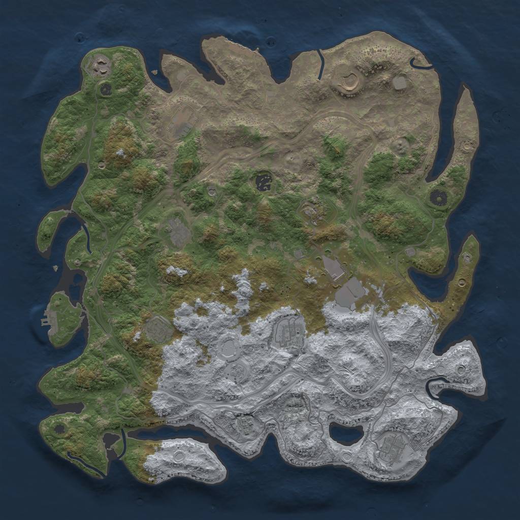 Rust Map: Procedural Map, Size: 4500, Seed: 78237690, 20 Monuments