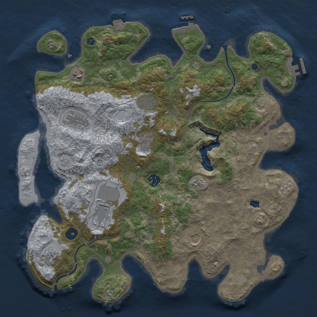 Rust Map: Procedural Map, Size: 4000, Seed: 3786, 15 Monuments