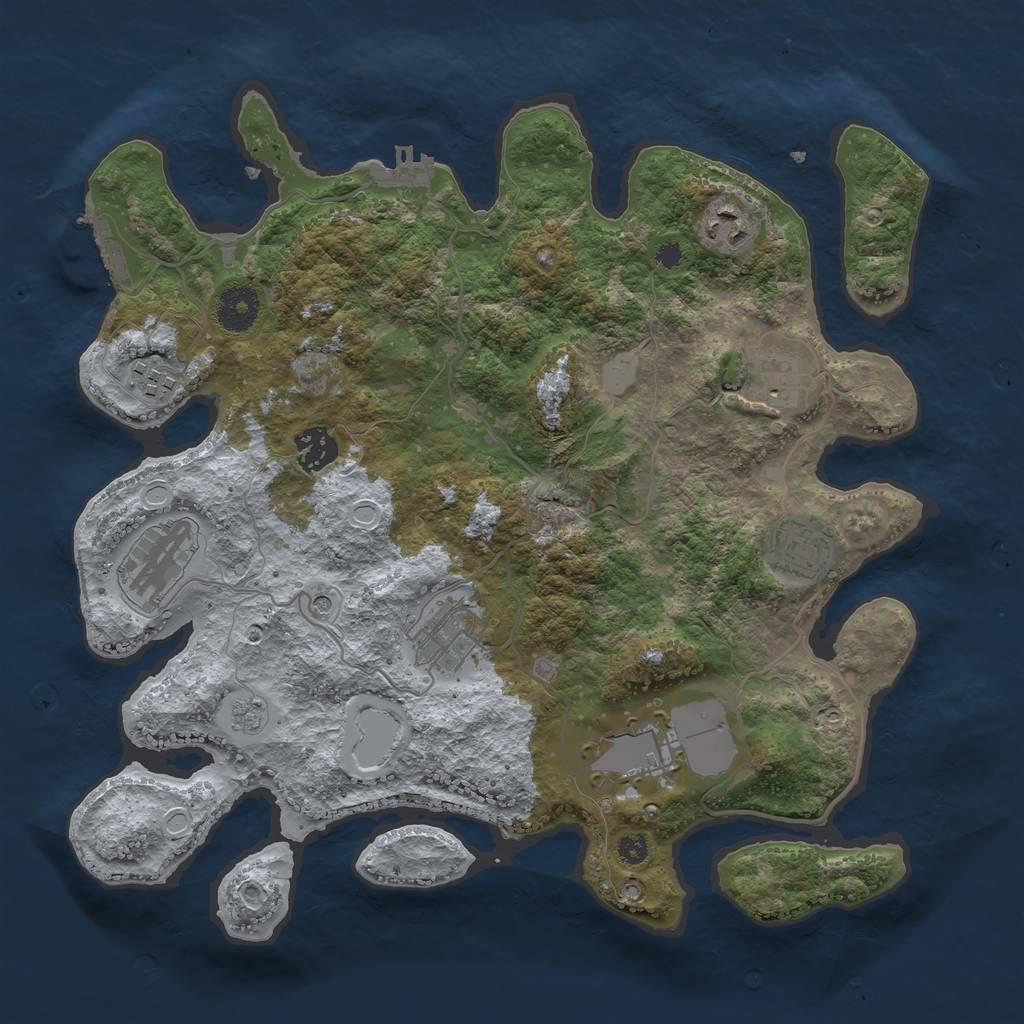 Rust Map: Procedural Map, Size: 3500, Seed: 14257, 17 Monuments