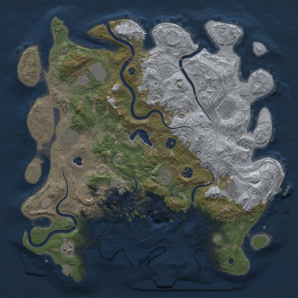 Rust Map: Procedural Map, Size: 4250, Seed: 1913879407, 16 Monuments