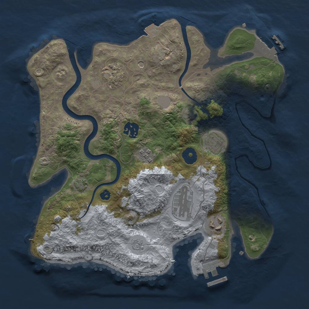 Rust Map: Procedural Map, Size: 3000, Seed: 986261673, 12 Monuments