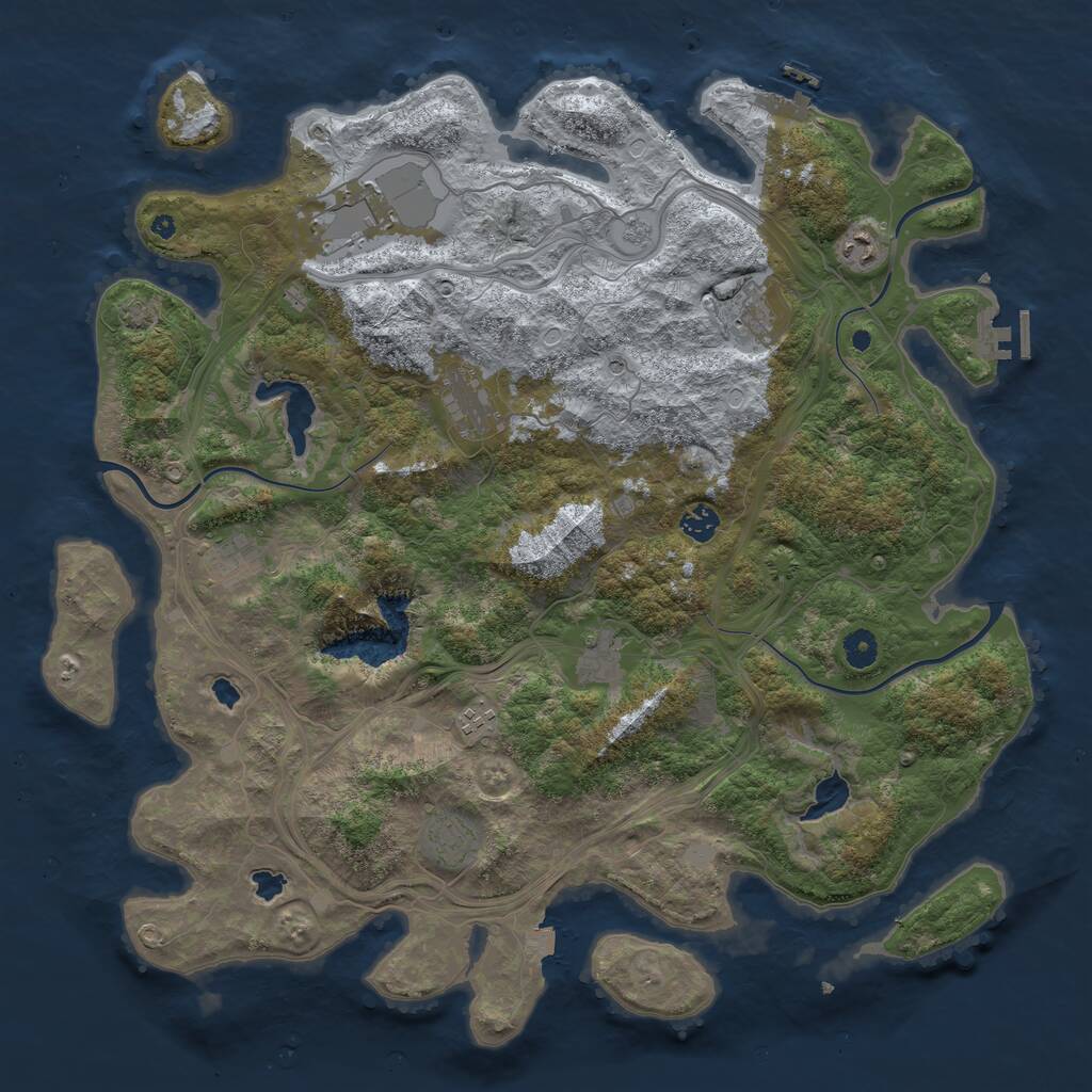 Rust Map: Procedural Map, Size: 4500, Seed: 1847698917, 15 Monuments