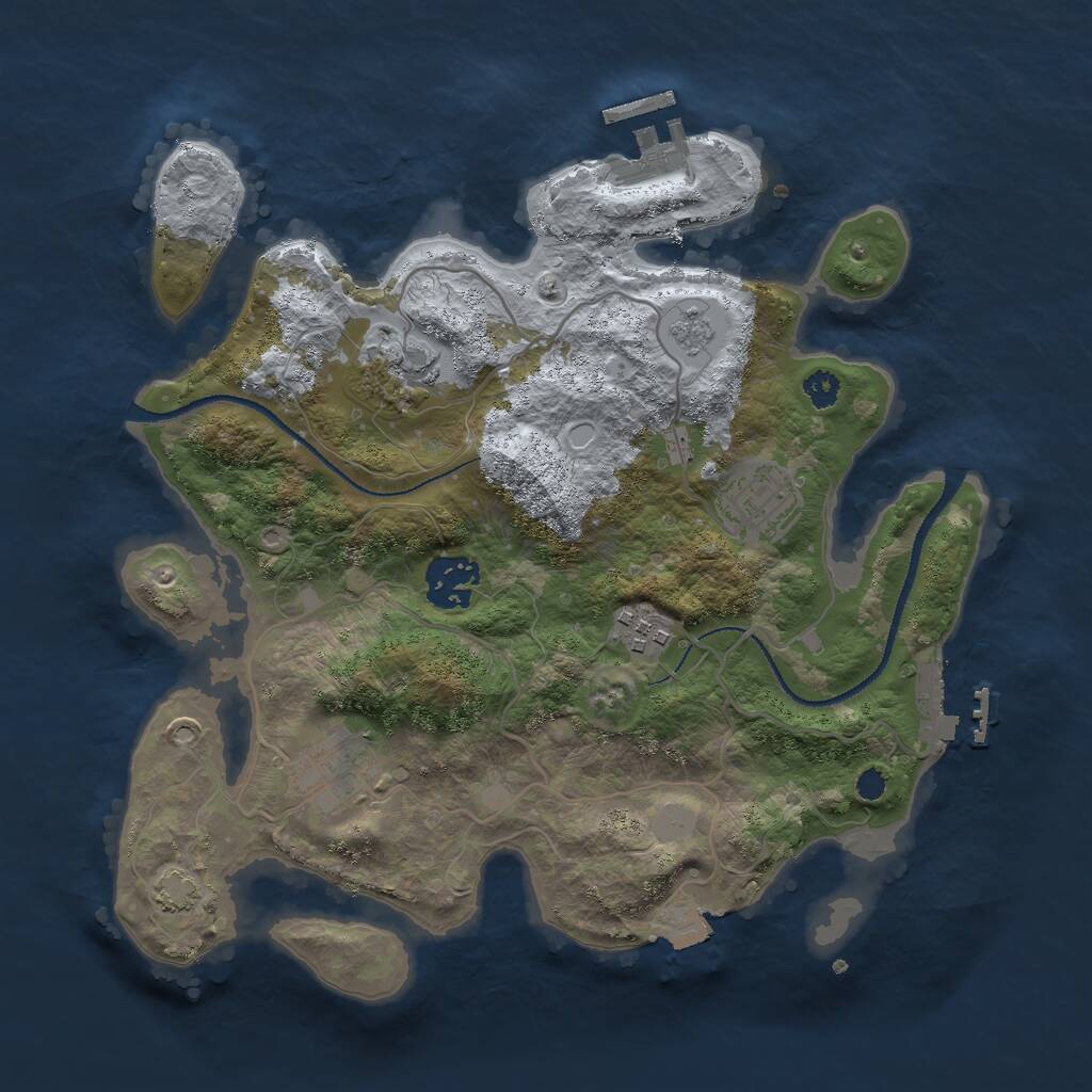 Rust Map: Procedural Map, Size: 3000, Seed: 30117, 10 Monuments