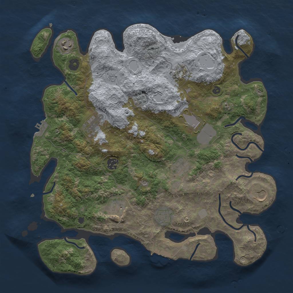 Rust Map: Procedural Map, Size: 3800, Seed: 40822, 19 Monuments