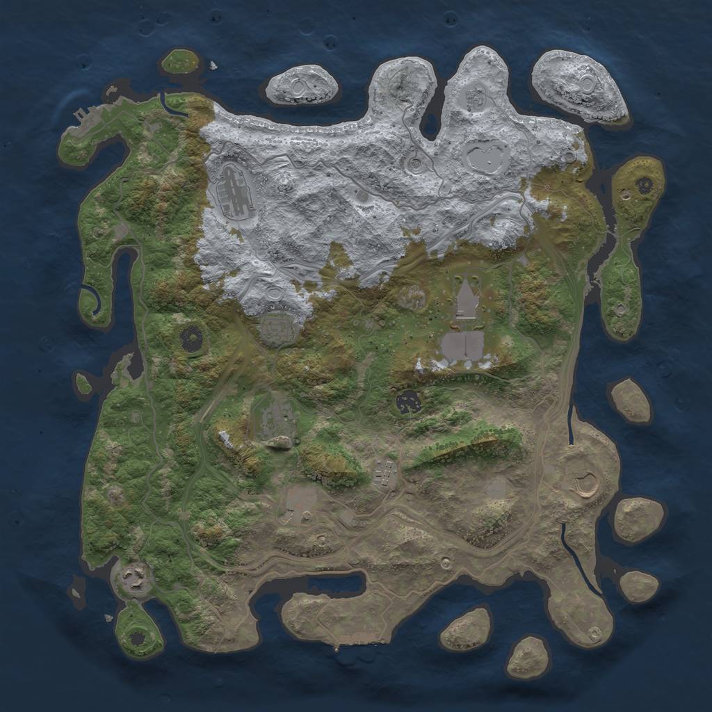 Rust Map: Procedural Map, Size: 4300, Seed: 536214279, 18 Monuments