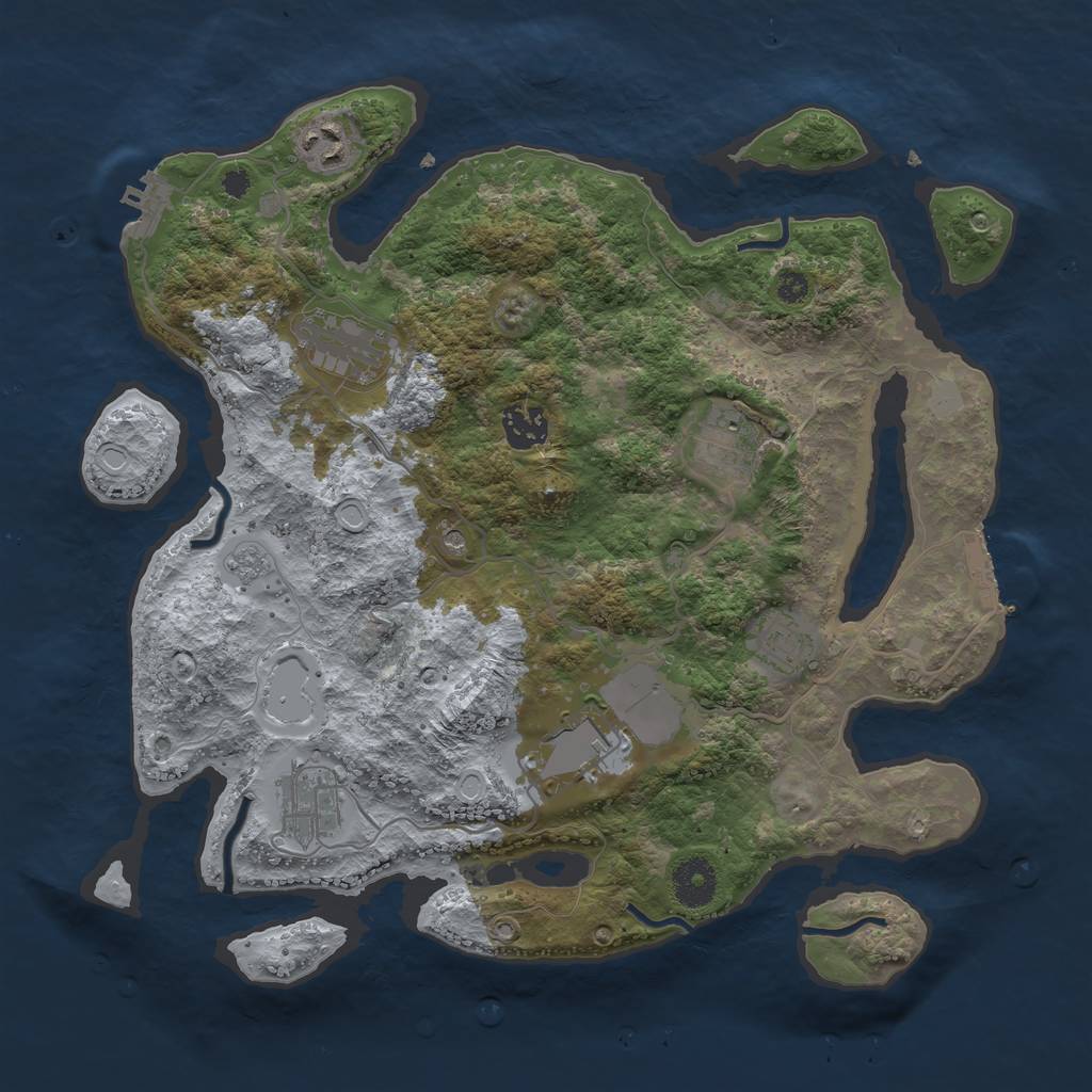 Rust Map: Procedural Map, Size: 3500, Seed: 656784012, 16 Monuments