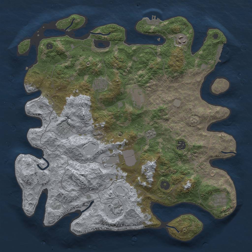Rust Map: Procedural Map, Size: 4000, Seed: 797230536, 18 Monuments